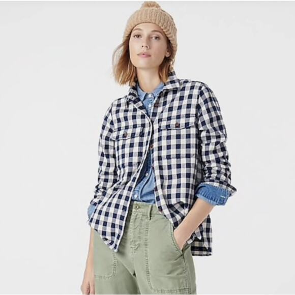 J. Crew Tops - J. Crew Shirt-Jacket in Buffalo Check Flannel Size Medium